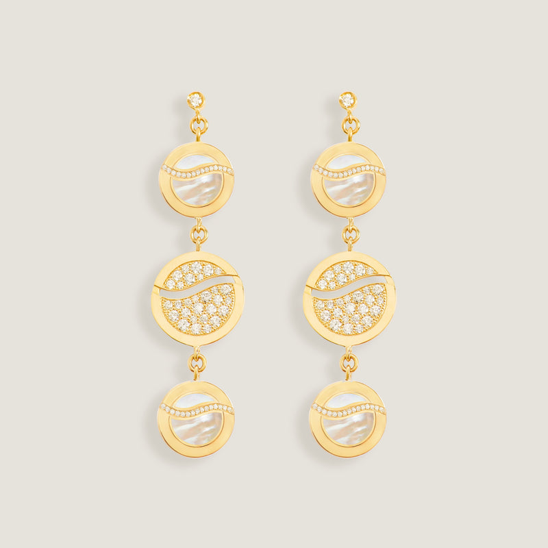 Triple Wavy Line Pavé Earrings