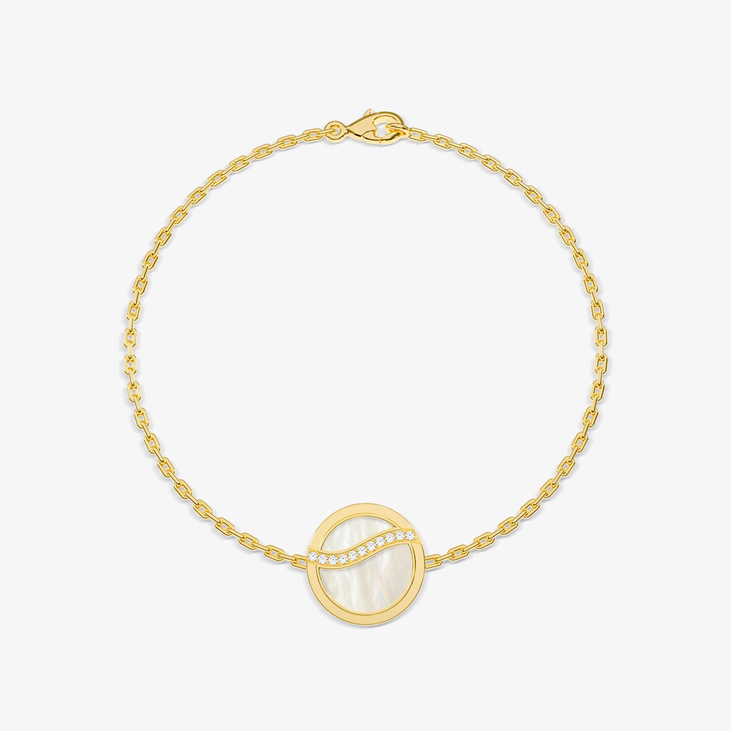 WAVY LINE BRACELET 1 PIECE YELLOW PEARL 15MM