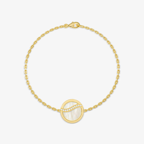 WAVY LINE BRACELET 1 PIECE YELLOW PEARL 15MM