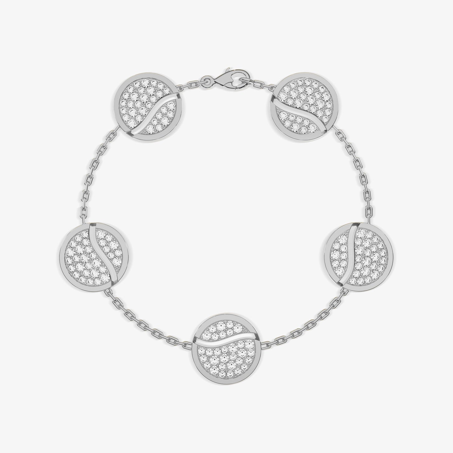 WAVY LINE BRACELET 5 PIECES WHITE PAVE 15MM