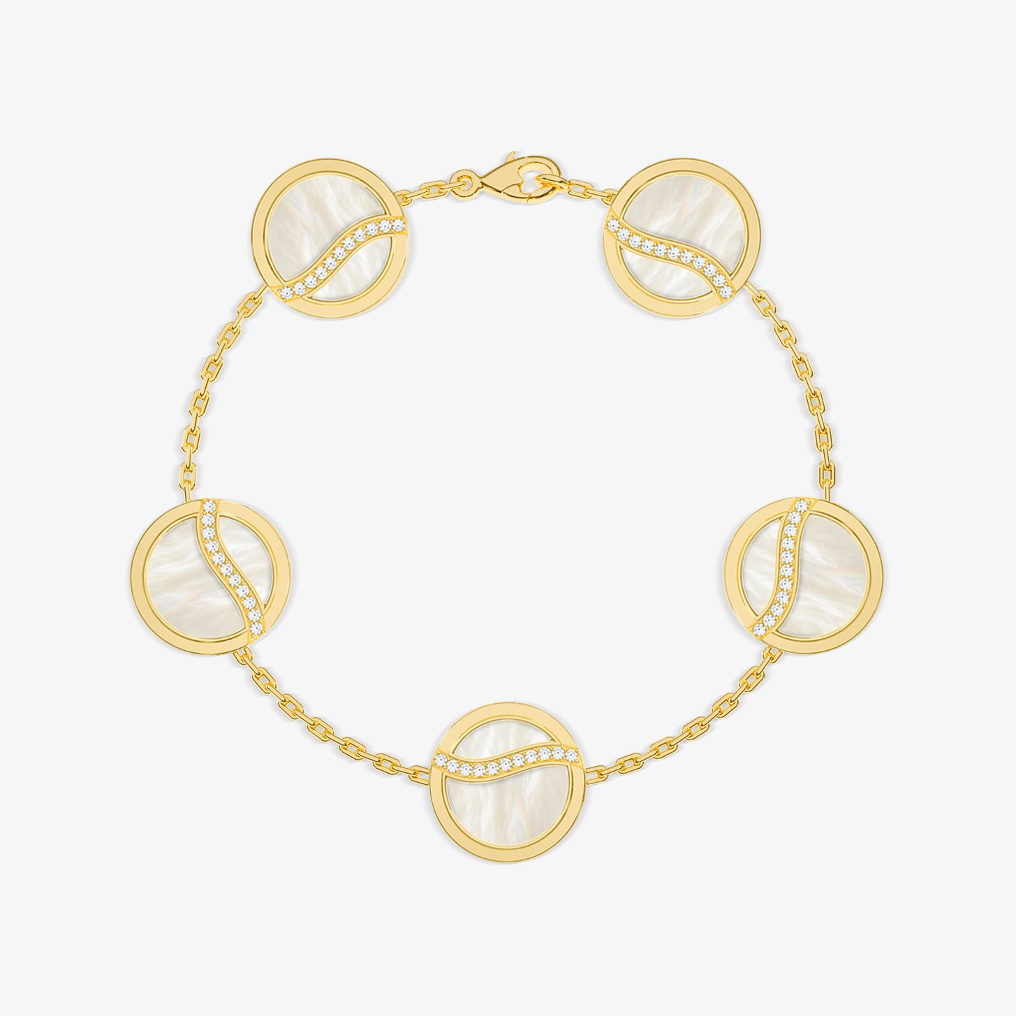 WAVY LINE BRACELET 5 PIECES YELLOW PEARL 15MM